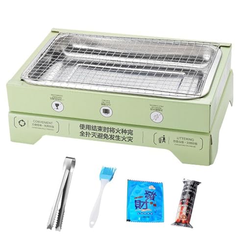 Werwing Tragbares faltbares Grill-Set – kompakte Camping- & Picknick-Kohle-Feuerstelle mit Tragetasche, Kochen im Freien (30 Stück Holzkohle) von Werwing