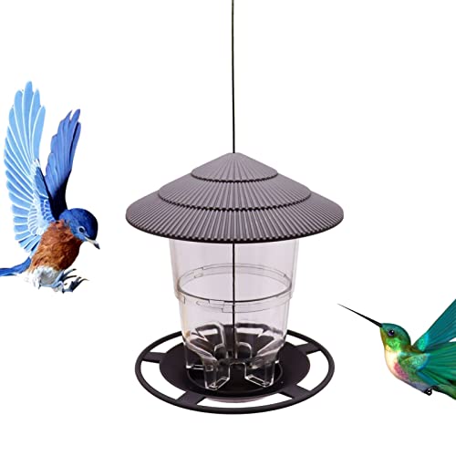 Werwing Zusammenklappbarer Eichhörnchensicherer Vogelfutterspender: 820 ml Schwerkraft-Outdoor-Aufhänger mit Bodenfüll-Design für einfaches Nachfüllen (Grau) von Werwing