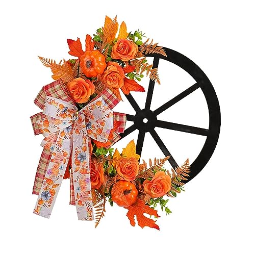 Türkranz Herbstkranz Herbstdeko Autumn Türdeko Deko Herbstkränze Fall Wreath für Haustür Outdoor Tisch Außen Rattan Ahornblatt Türkranz Herbstdeko für Erntedankfest (023, One Size) von Wesaloes