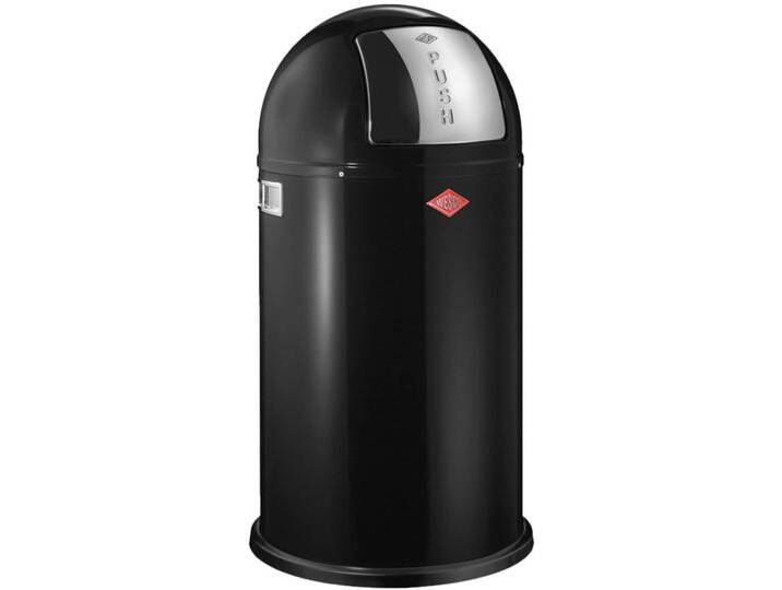 Mülleimer WESCO Pushboy , schwarz, B:40cm H:75,5cm T:40cm, Stahlblech, Mülleimer, Abfallsammler, 50 Liter von Wesco
