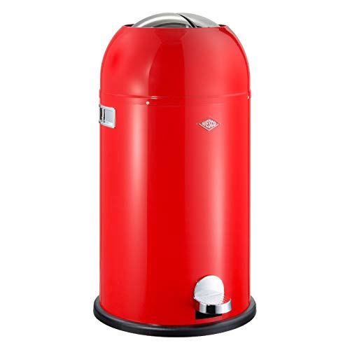 Wesco 33 L 184 631 Kickmaster Abfallsammler 33 Liter rot 37.5 x 37.5 x 69cm (L/B/H), Edelstahl von WESCO