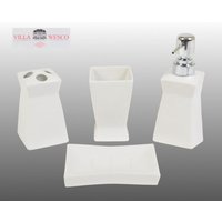 Wesco - Villa Keramik Bad Set weiß 4tlg. Seifenspender Zahnputzbecher Badgarnitur von Wesco