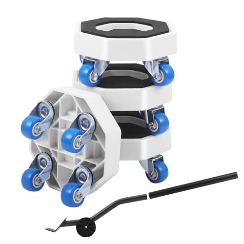 4 Stück Möbelrollen mit Lastenheber, 360° Drehbar Möbelheber für Schwere Möbel, Möbel Transportrollen Set mit Rillen Maximale Belastung 500Kg, für Sofas Schränke und Kühlschränke Zu Bewegen von Wesditly