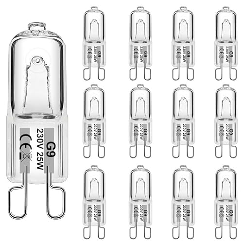 WeshLMPO Glühbirne G9 12 Stücke Halogen G9 25W Dimmbar Halogen Leuchtmittel G9 230V for Wandlampe, Leuchter, Stehlampe von WeshLMPO