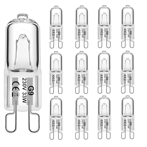 WeshLMPO Glühbirne G9 12 Stücke Halogen G9 33W Dimmbar Halogen Leuchtmittel G9 230V 2700K for Wandlampe, Leuchter, Stehlampe von WeshLMPO
