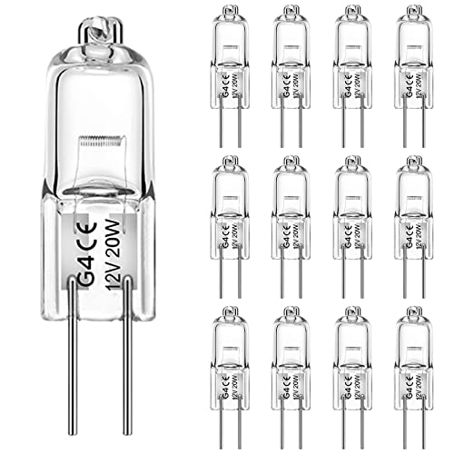 WeshLMPO Halogen G4 20w 12v 12 Stücke G4 Halogen Leuchtmittel 2700K Warmweiß Dimmbar für Backofen 300 Grad. von WeshLMPO