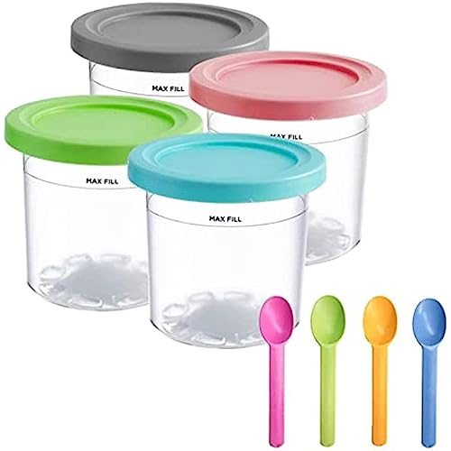 Eisbecher für Ninja Creami, 4 Packungen Eisbecher Behälter für Ninja Creami Pints und Deckel, kompatibel mit NC300, NC301, CN305A, NC299AM Serie von Weshaso