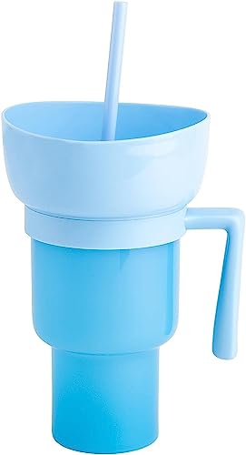 Weshaso Stadium Tumbler with Snack Bowl，2 in 1 Tumbler Cup with Straw for Adult, 32oz Travel Cups with Snack Bowl on Top, Leakproof Snack Tumbler for Adults Kids (Blue) von Weshaso