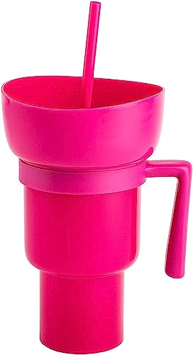 Weshaso Stadium Tumbler with Snack Bowl，2 in 1 Tumbler Cup with Straw for Adult, 32oz Travel Cups with Snack Bowl on Top, Leakproof Snack Tumbler for Adults Kids (Pink) von Weshaso