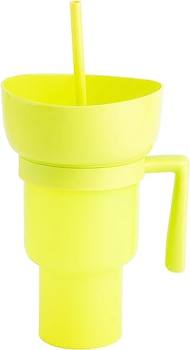 Weshaso Stadium Tumbler with Snack Bowl，2 in 1 Tumbler Cup with Straw for Adult, 32oz Travel Cups with Snack Bowl on Top, Leakproof Snack Tumbler for Adults Kids (Yellow) von Weshaso