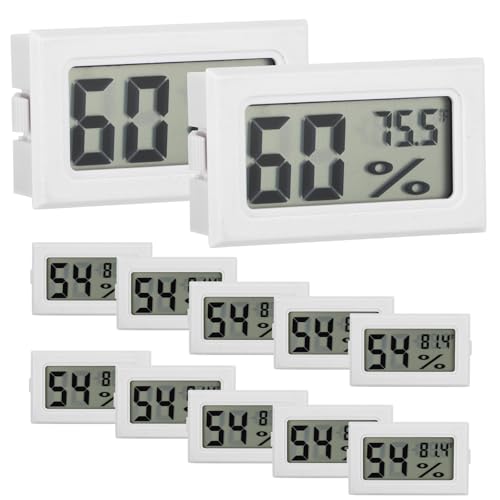 Mini Kleines Hygrometer Thermometer, 12 Pack Mini Klein Digital Elektronische Temperatur Luftfeuchtigkeitsmessgeräte Gauge Innenthermometer Hygrometer, LCD-Display für Keller Humidoren Gewächshaus von Weskjer