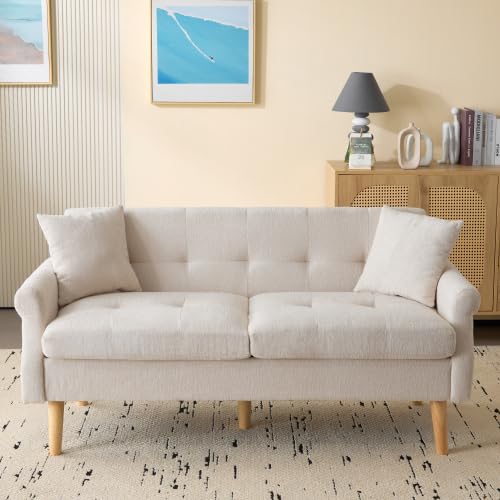 Modernes Design, Polstermöbel, Chenille-Stoff, Doppelsofa, Polstersofa, Sofa mit dicken Kissen, geeignet für Wohnzimmer, Schlafzimmer, Wohnung usw. Video verfügbar (Weiß) von Weskjer