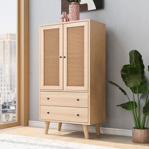 Weskjer Holzschrank mit vertikalen Schiebetüren, Sideboard mit Schubladen Geeignet für Wohnzimmer (60 x 40 x 120 cm) von Weskjer