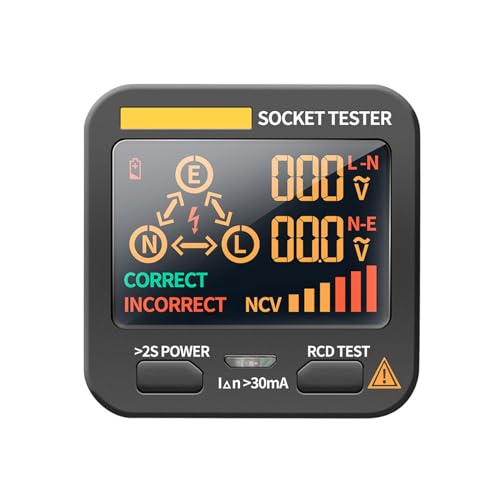 Weskjer Spannungsprüfer LCD Digital Display Smart Steckdose Tester EU-Stecker RCD Elektroskop Polarisation Elektroskop für Steckdose Phase Netzstecker für ANENG AC11 von Weskjer