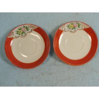 Vintage-1940Er Jahre?-2-Kleine Untertassen-Made in Occupied Japan-Lusterware Rim-3 1/4" Quer von WesleyTaylorsToys