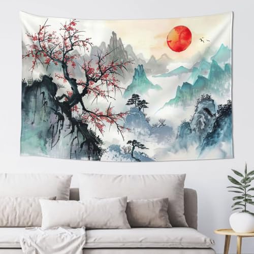 Wesluin Japanischer Wandteppich, Kirschblüten-Wandteppich, asiatischer japanischer Wandteppich, Naturlandschaft, Wandteppich, Sonnenuntergang, malerischer Wandteppich für Schlafzimmer, Wohnzimmer Wesluin Japanischer Wandteppich, Kirschblüten-Wandteppich, asiatischer japanischer Wandteppich, Naturlandschaft, Wandteppich, Sonnenuntergang, malerischer Wandteppich für Schlafzimmer, Wohnzimmer von Wesluin