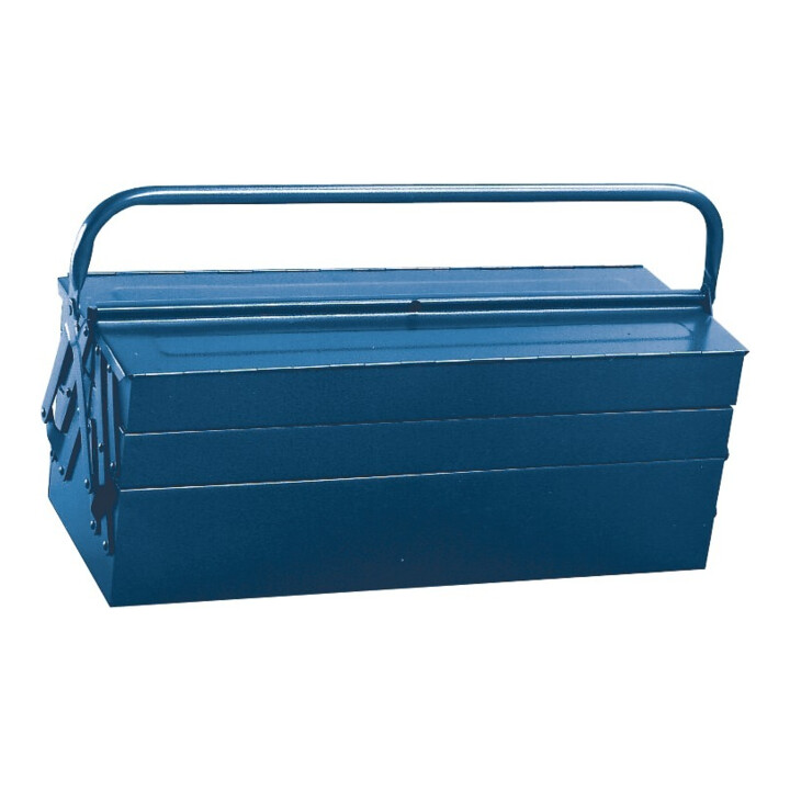 B-Ware Wesma Stahlblech Werkzeugkasten Kiste B430x T200x H200mm 5 Teilig Stahlblau von Wesma