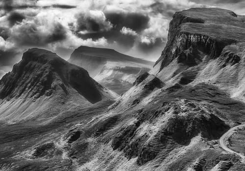 Fototapete 3D Effekt Vliestapete Tapeten Schwarz-Weiße Hohe Berge Und Wolken Retro-Naturlandschaft Fototapete Wandtapete Wallpaper Wandbilder 400x280cm von Wesmilewallpaper