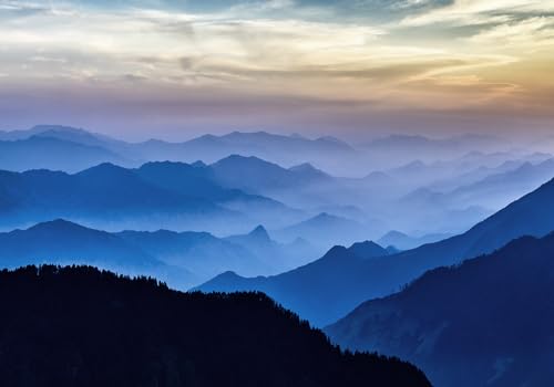 Wesmilewallpapaer Tapete Fototapete 3D Effekt Schöne Himmel Bergspitze Ursprüngliche Naturkulisse 250x175cm Seide Vliestapete Wandbilder Wanddeko Wohnzimmer Schlafzimmer von Wesmilewallpaper