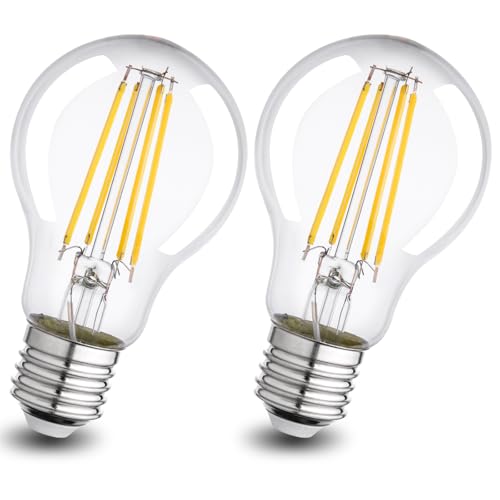 Wesome Lighting E27 LED Energieklasse A Glühbirne, 2,2W 470LM 3000K Warmweiß Leuchtmittel, A60 Filament Edison Retro Glühlampe, Ultraeffiezent Nicht Dimmbar, 2 Stück von Wesome Lighting