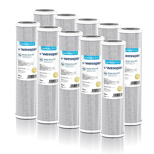 10x Wessper 10" Aktivkohle Filter für Umkehrosmose, Kokos Filterkartusche, Wasserspeiseleitung & Partikelfiltration – 5 Micron 10x Wessper 10" Aktivkohle Filter für Umkehrosmose, Kokos Filterkartusche, Wasserspeiseleitung & Partikelfiltration – 5 Micron von Wessper