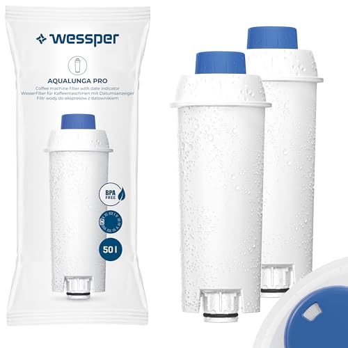 Wessper Wasserfilter Kartuschen für Kaffeevollautomat, Ersatz Filter für DeLonghi DLSC002, SER3017, ECAM, ESAM, ETAM, SECAM, Series S, Filterkartuschen für Kaffeemaschinen - 2er Pack von Wessper