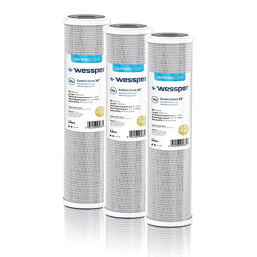 3x Wessper 10" Aktivkohle Filter für Umkehrosmose, Kokos Filterkartusche, Wasserspeiseleitung & Partikelfiltration – 5 Micron von Wessper
