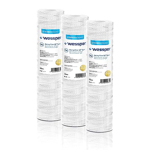 3x Wessper 10" Wickel Kartusche für Umkehrosmose, Wasserspeiseleitung & Partikelfiltration – 5 Micron von Wessper