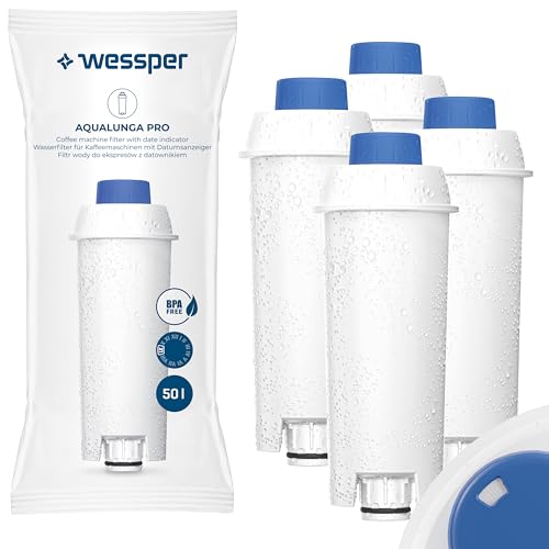 Wessper Wasserfilter Kartuschen für Kaffeevollautomat, Ersatz Filter für DeLonghi DLSC002, SER3017, ECAM, ESAM, ETAM, SECAM, Series S, Filterkartuschen für Kaffeemaschinen - 4er Pack von Wessper