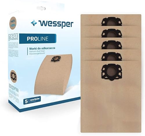 5-Pack Papierfiltertüten für Karcher WD4 WD5 WD5 / P Staubfilterbeutel für Kärcher Cleaner MV4 / MK5 / MV6 Staubsauger Nass- / Trockensauger (Ersatz 2.863-006.0) von Wessper