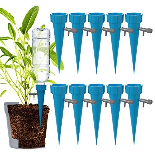 Automatisch Bewässerungssystem Für Topfpflanzen 10 Stück Set Für Pet-Flaschen | Blau Automatisches Tropfbewässerungssystem | Pflanzen Wasserspender Blumen Bewässerung Urlaub Urlaubsbewässerung Tropfer von Wessper