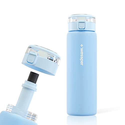 WESSPER Trinkflasche aus Glas 680ml mit Wasserfilter, BPA-frei Auslaufsicher Glasflasche mit Aktivkohle Filter, Wasserflasche mit Schraubverschluss für Gym Fitness Schule Büro - Blau WESSPER Trinkflasche aus Glas 680ml mit Wasserfilter, BPA-frei Auslaufsicher Glasflasche mit Aktivkohle Filter, Wasserflasche mit Schraubverschluss für Gym Fitness Schule Büro - Blau von Wessper