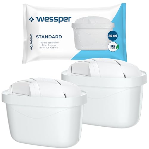 Wessper Wasserfilter Kartusche Kompatibel mit Brita Maxtra Wasser Kanne, Filter mit Aktivkohle und Lonenaustauscherharz, Wasserfilterkatuschen - 2er Pack von Wessper