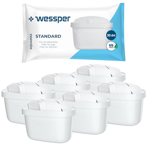 Wessper Wasserfilter Kartusche Kompatibel mit Brita Maxtra Wasser Kanne, Filter mit Aktivkohle und Lonenaustauscherharz, Wasserfilterkatuschen - 6er Pack von Wessper