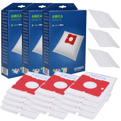 Wessper 12x Synthetische Staubsaugerbeutel für AMICA ZONDA VP 1051 VP 1052 Fen Turbo VM2062 VM1032 VM1033, VM1034 VM1035 MPMB02K VM BEKO VCC34801AW VIENTO VI 2033 von Wessper