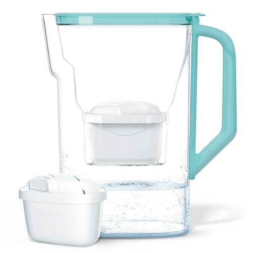 Wessper 2,7L Wasserfilterkanne Kartuschen Ersatz für Dafi Unimax Aquaphor A5 BRITA Maxtra+ PHILIPS AWP212/10 mit manueller Filterverschleißanzeige | Wasserfilterkanne + AQUAMAX Wasserfilter, Minze Wessper 2,7L Wasserfilterkanne Kartuschen Ersatz für Dafi Unimax Aquaphor A5 BRITA Maxtra+ PHILIPS AWP212/10 mit manueller Filterverschleißanzeige | Wasserfilterkanne + AQUAMAX Wasserfilter, Minze von Wessper