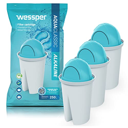 Wessper Alkaline Classic Filterkartuschen für basisches Wasser passend für Brita Classic Wasserfilter kartuschen, Pack 3 von Wessper