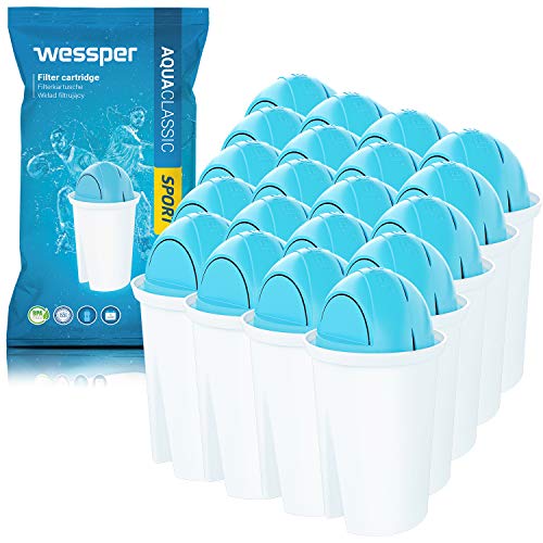 Wessper AquaClassic Sport Filterkartuschen kompatibel mit Brita Classic, Aqua Select Classic, PearlCo, AmazonBasics – 20er Pack von Wessper