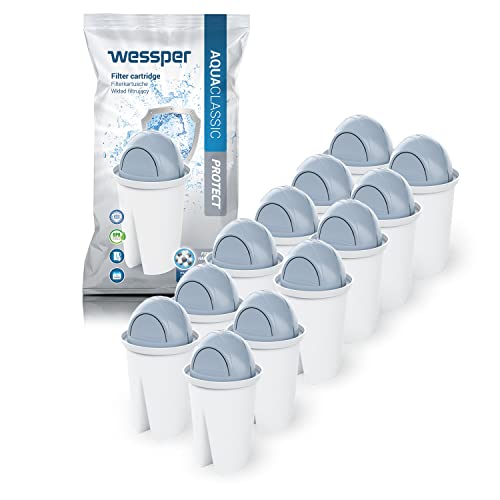 Wessper Classic Filterkartuschen für hartes Wasser passend für Brita Classic Wasserfilterkartuschen, Pack 12 von Wessper