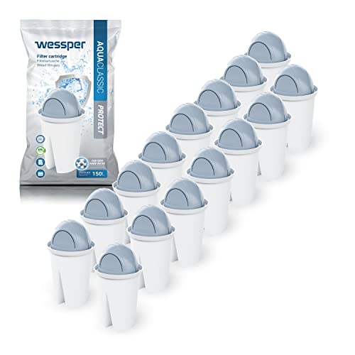 Wessper Classic Filterkartuschen für hartes Wasser passend für Brita Classic Wasserfilterkartuschen, Pack 15 von Wessper