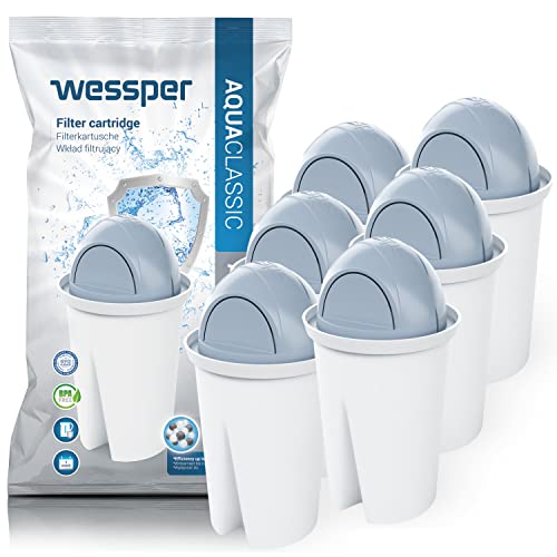Wessper Classic Filterkartuschen für hartes Wasser passend für Brita Classic Wasserfilterkartuschen, Pack 6 von Wessper