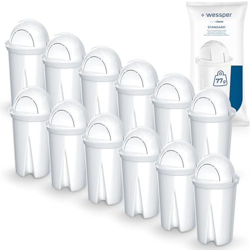 Wessper Classic Wasserfilter Kartuschen | Ersatz für Aquaphor Standard, Brita Classic, Dafi Classic Filterkartusche | Reduziert Kalk und Chlor | Reineres Wasser | Pack 12 von Wessper