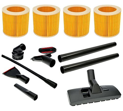 Sillar Ersatzteilset für Kärcher WD 3 Premium 1.629-841.0 Staubsauger, 5 x Vacuum Attachments, 1 x Umschaltbare Trockensaugdüse 35mm, 4 x Cartridge Filters 2 x Suction tube von Wessper