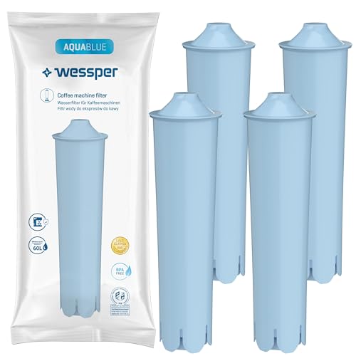 Wessper Filterpatronen für kaffeevollautomat, Aqua Blue Wasserfilter mit aktivkohle für Kaffeemaschine, Kartuschen kompatibel mit Jura Impressa, ENA, Micro, GIGA, 71312 Blue- 4 Stück von Wessper