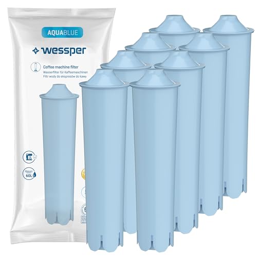 Wessper Filterpatronen für kaffeevollautomat, Aqua Blue Wasserfilter mit aktivkohle für Kaffeemaschine, Kartuschen kompatibel mit Jura Impressa, ENA, Micro, GIGA, 71312 Blue- 8 Stück von Wessper