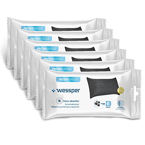 Wessper Fresh Fridge Nachfüllpack mit Aktivkohle für eine lange Wirkungsdauer Natürlicher Geruchsneutralisierer, Kühlschrank Geruchskiller Lebensdauer 6 Monate ink, 6 Stück von Wessper