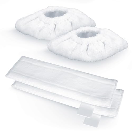 Wessper Kärcher 4er-Set Frottee-Reinigungstücher für dampfreiniger kompatibel mit Karcher SC 2 3 4 5 Zwei breite Bodentücher +Zwei Überzüge für die Handdüse von Wessper