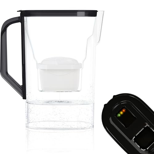 Wessper Karaffe für Kühlschranktür 2,7L, kompatibel mit Brita Maxtra, Wasserkanne mit Filterverschleißanzeige- Set enthält einen Wasserfilter karaffe und eine Wasserfilter- Schwarz von Wessper