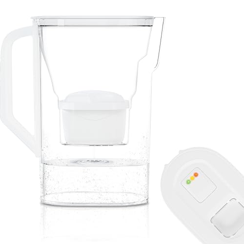 Wessper Karaffe für Kühlschranktür 2,7L, kompatibel mit Brita Maxtra, Wasserkanne mit Filterverschleißanzeige- Set enthält einen Wasserfilter karaffe und eine Wasserfilter- Weiß von Wessper