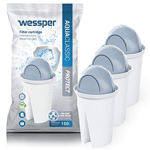 Wessper Pack 3 Filterkartuschen für Hartes Wasser komp. BRITA Classic Wasserfilterkannen, BRITA Classic Filterkartuschen von Wessper